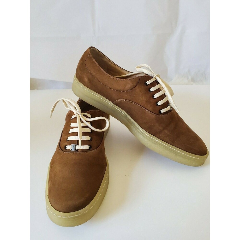 Salvatore Ferragamo Womens Lace Up Low Cut Sneakers Brown Suede shoes Size 5.5 B